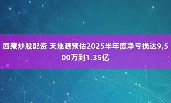 西藏炒股配资 天地源预估2025半年度净亏损达9,500万到1.35亿